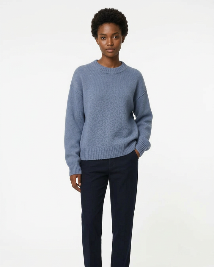 Sassy Sweter Damski z Okrągłym Dekoltem – Miękki Sweter Casual, Regularny Krój