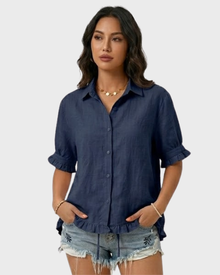 Rebecca Camisa Mujer Elegante de Algodón – Blusa Versátil Casual Chic Confortable