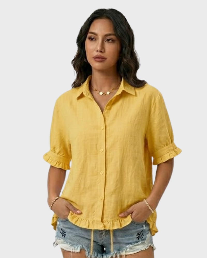 Rebecca Camisa Mujer Elegante de Algodón – Blusa Versátil Casual Chic Confortable