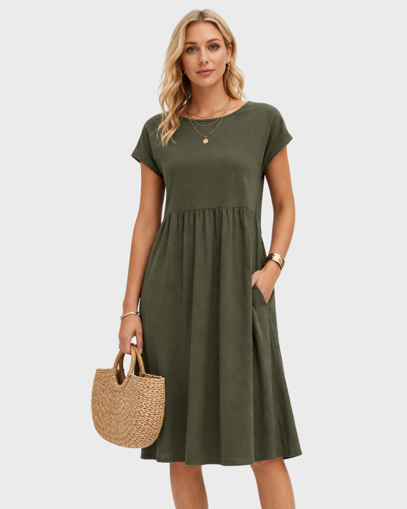 Darlene Női Midi Elegáns Ruha – Nyári Ruha Finom Nyakkivágással és Légies Szoknyával