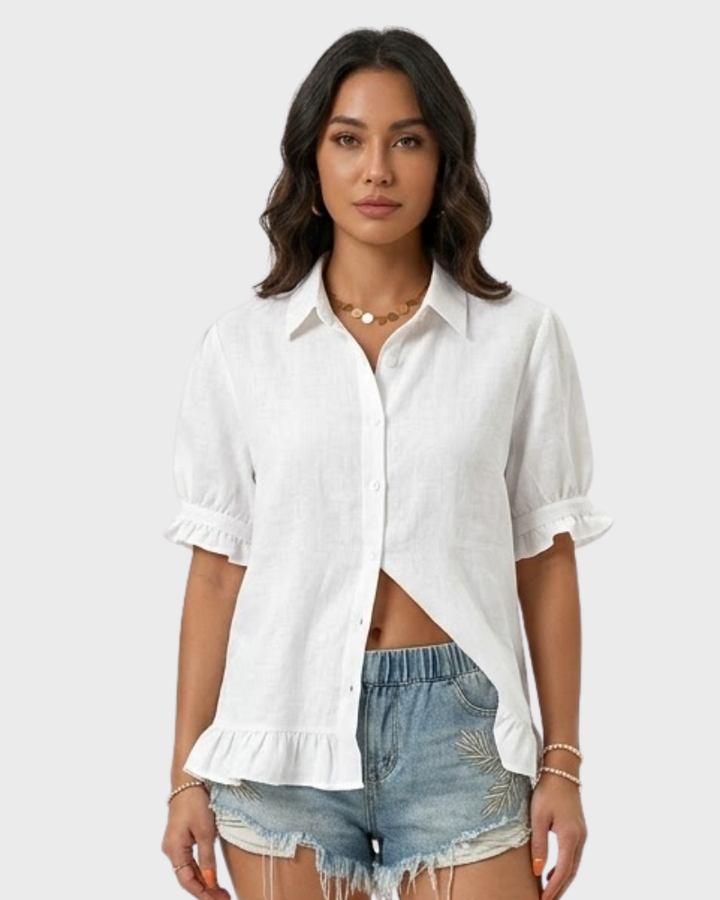 Rebecca Camisa Mujer Elegante de Algodón – Blusa Versátil Casual Chic Confortable