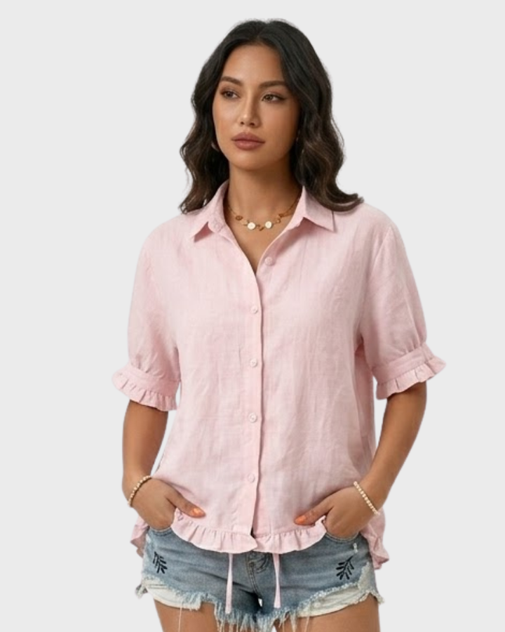 Rebecca Camisa Mujer Elegante de Algodón – Blusa Versátil Casual Chic Confortable