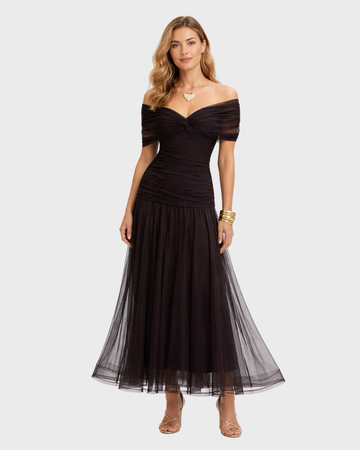 Dina Vestido Mujer Maxi Bohemio Elegante – Vestido con Escote Cruzado y Falda Plisada