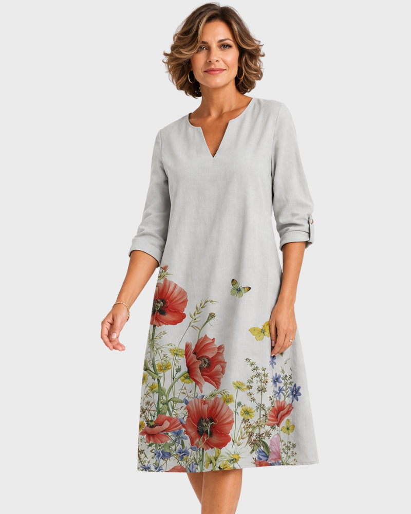 Ledwig Robe Tunique Femme – Imprimé Floral, Coupe Évasée & Design Fluide Élégant