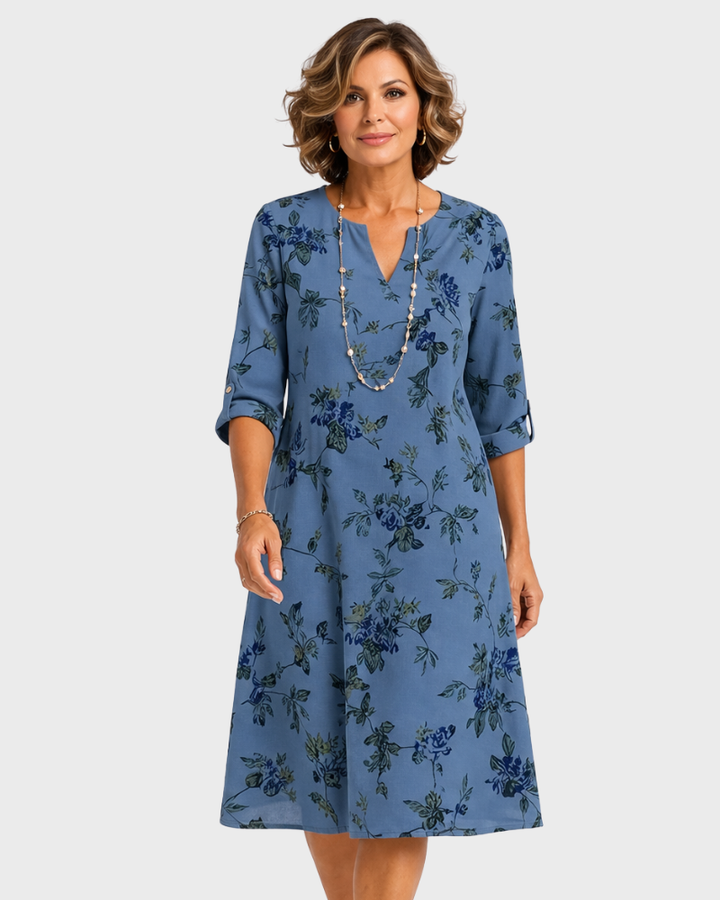 Ledwig Robe Tunique Femme – Imprimé Floral, Coupe Évasée & Design Fluide Élégant