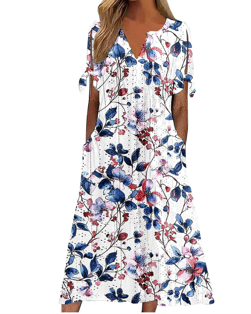 Maya Maxi Dress for Women – Linen Cotton, V-Neck & Oversized Boho Tunic with Pockets