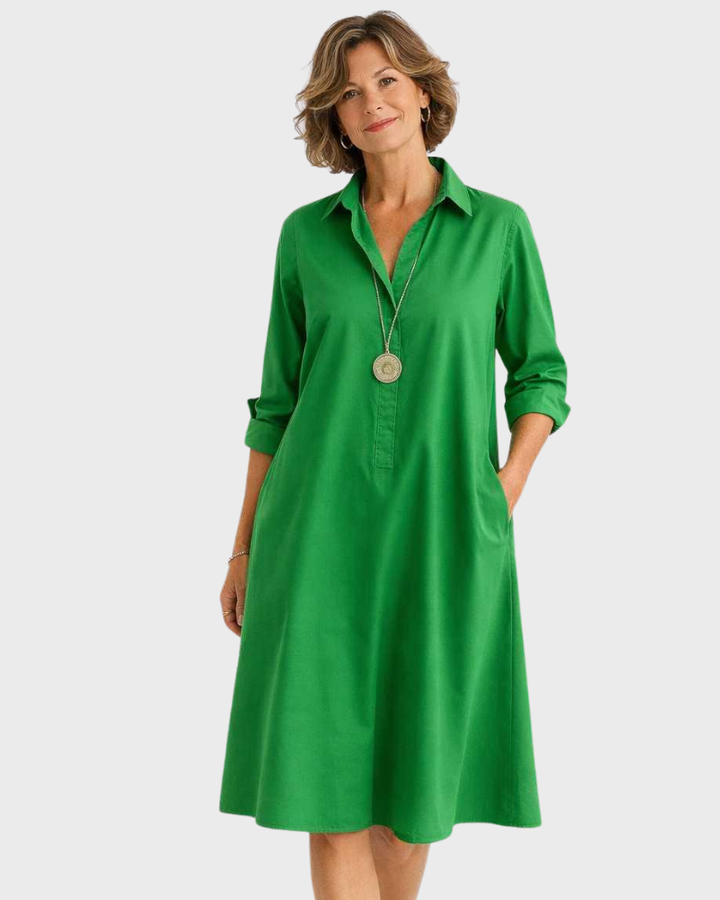Edna Midi Šaty Dámske – Moderná Elegancia, Plynulý Strih & Vkusný Minimalistický Štýl