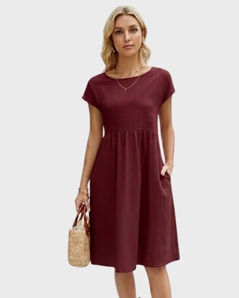 Darlene Női Midi Elegáns Ruha – Nyári Ruha Finom Nyakkivágással és Légies Szoknyával