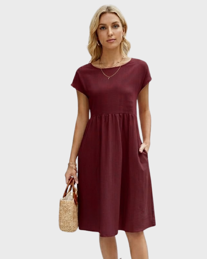 Darlene Női Midi Elegáns Ruha – Nyári Ruha Finom Nyakkivágással és Légies Szoknyával