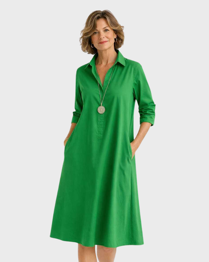 Edna Midi Šaty Dámske – Moderná Elegancia, Plynulý Strih & Vkusný Minimalistický Štýl