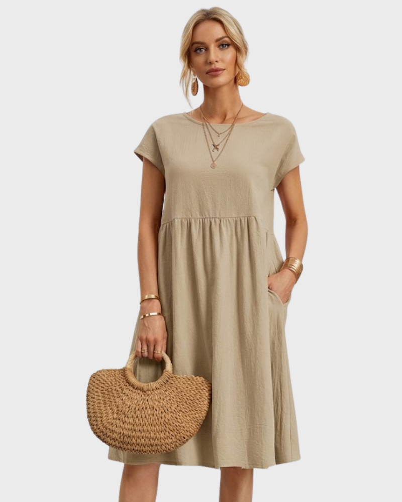 Darlene Női Midi Elegáns Ruha – Nyári Ruha Finom Nyakkivágással és Légies Szoknyával