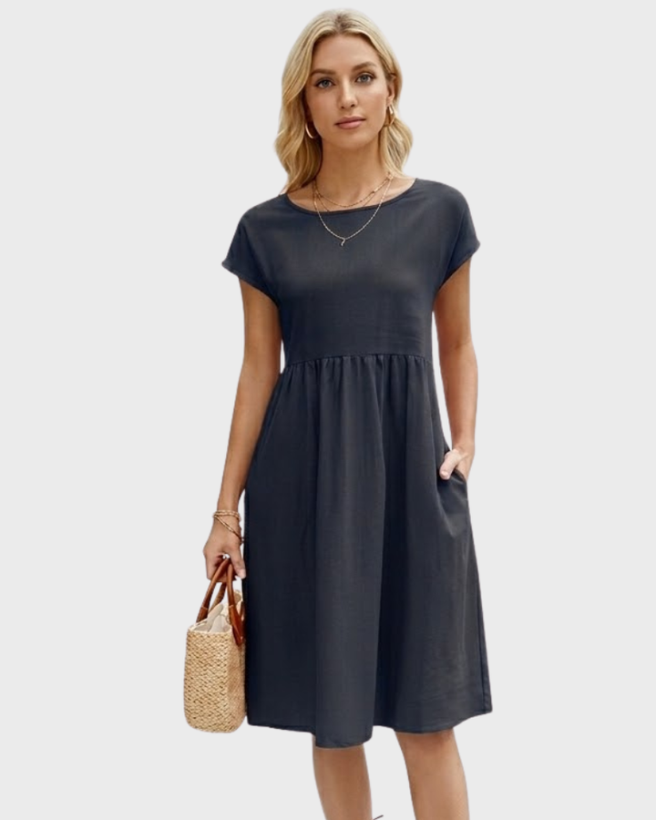 Darlene Női Midi Elegáns Ruha – Nyári Ruha Finom Nyakkivágással és Légies Szoknyával