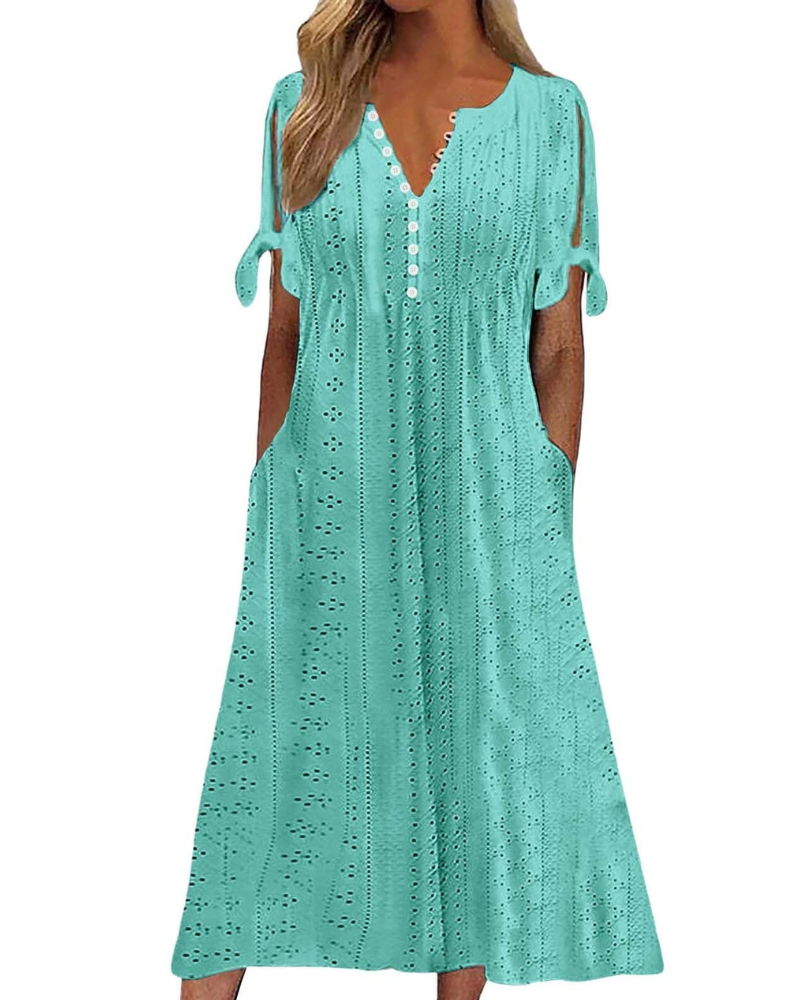 Maya Maxi Dress for Women – Linen Cotton, V-Neck & Oversized Boho Tunic with Pockets