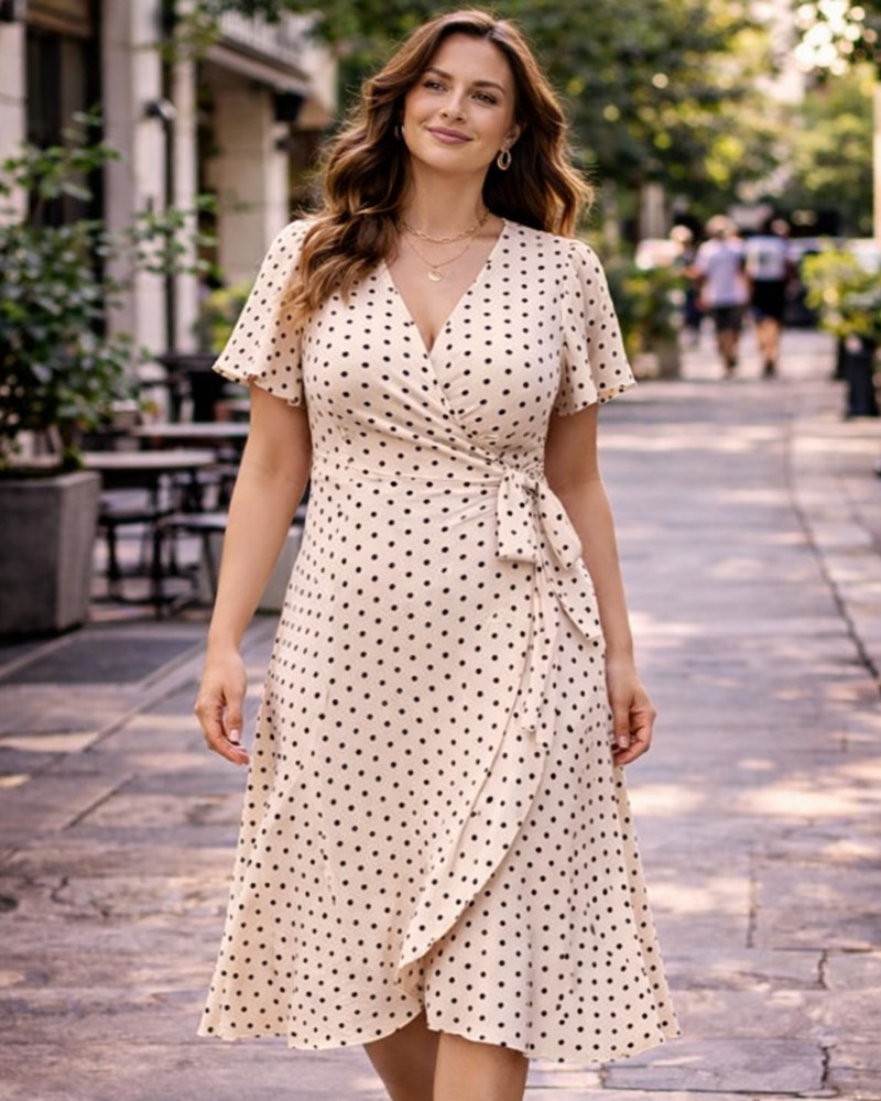 Valeria Vestido Maxi Mujer Curvy – Boho Línea A, Cintura Alta y Mangas Cortas de Verano