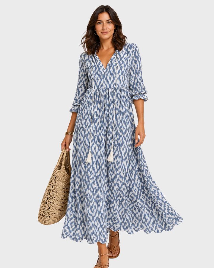Nillie Lang Kjole for Dame – Boho-stil, Lett Stoff & Flytende Sommerklipp