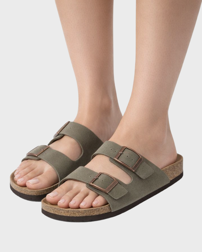 Violet Sandaler Dame Arizona – Tøfler med Dobbel Rem og Komfortsåle