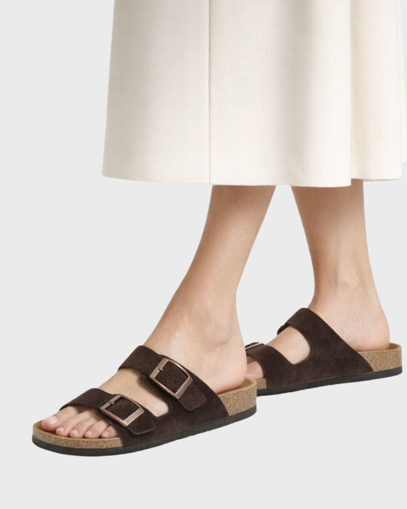 Violet Sandaler Dame Arizona – Tøfler med Dobbel Rem og Komfortsåle