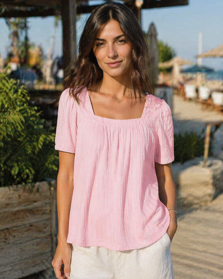 Maren Blusa Donna Elegante – Tunica Estiva Scollo Quadrato, Maniche Sbuffo, Casual Chic