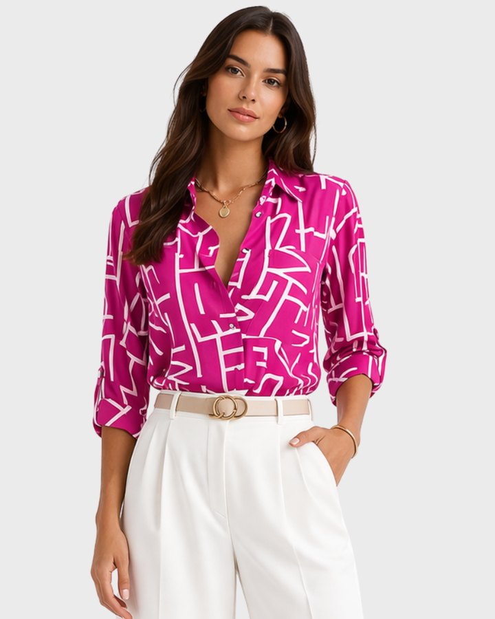 Danielle Elegant Women's Blouse – Long Sleeve Shirt with Buttons Chic Style