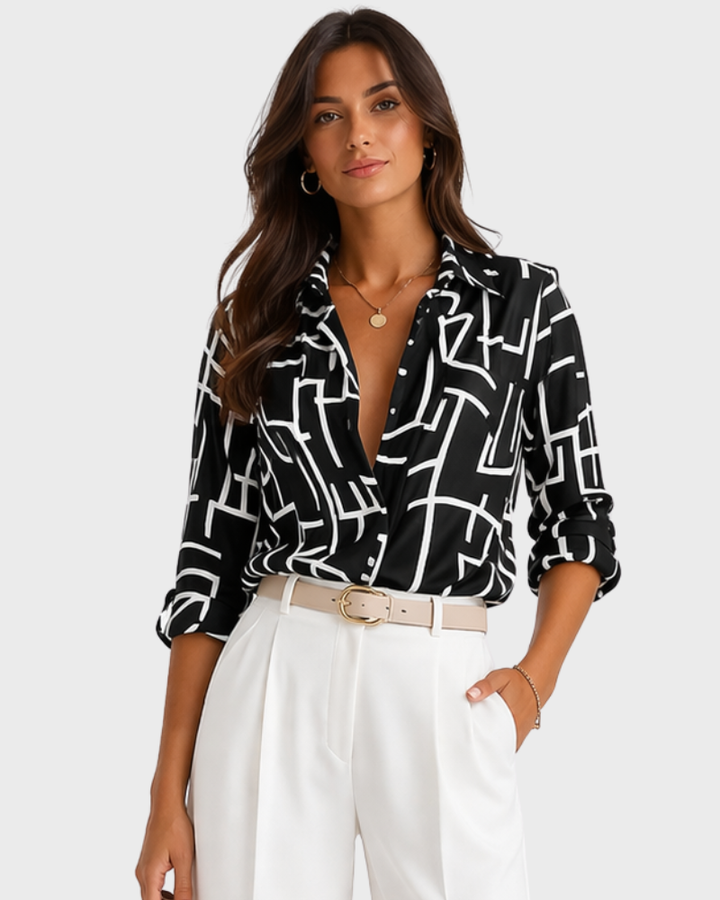 Danielle Elegant Women's Blouse – Long Sleeve Shirt with Buttons Chic Style