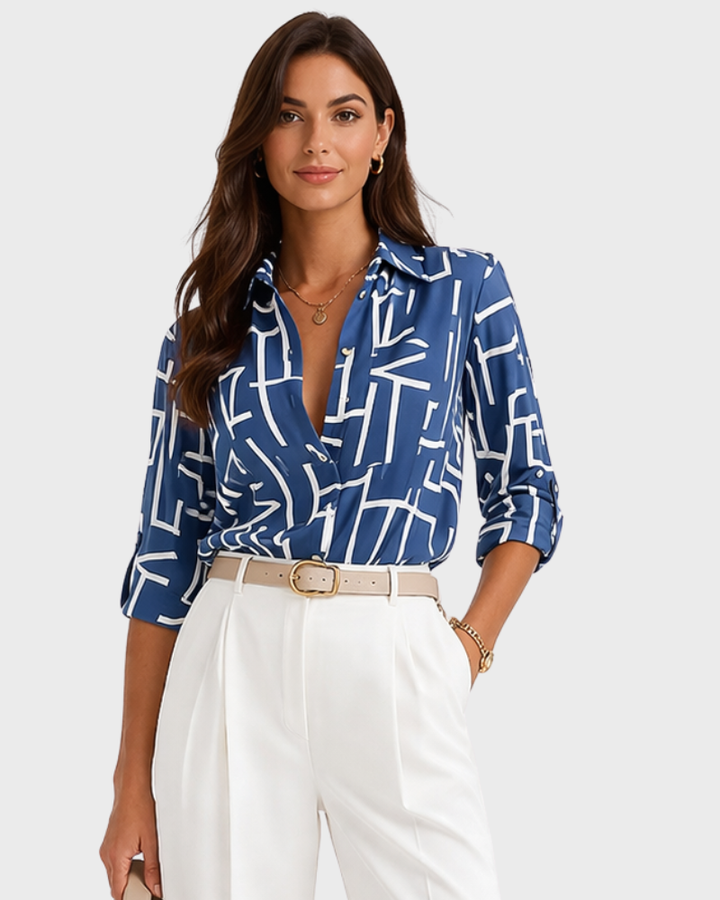 Danielle Elegant Women's Blouse – Long Sleeve Shirt with Buttons Chic Style