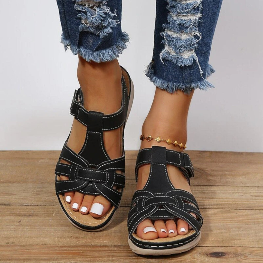 Komfortable flade damesandaler | Slingback