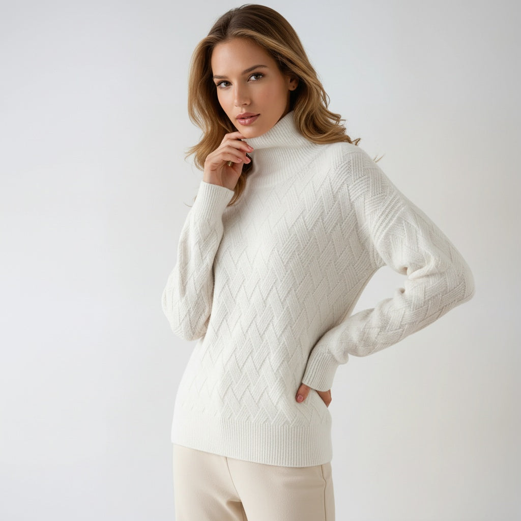 Sofie Maglione a Collo Alto Dámsky – Elegantný pletený pulóver s jemným vzorom