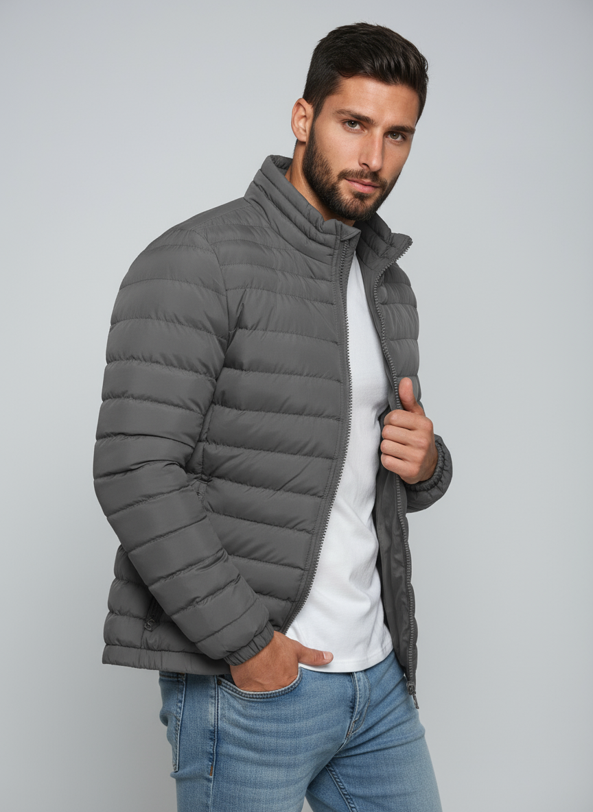 Randy Giacca Puffer Hombre – Chaqueta Acolchada Ligera con Cuello Alto y Bolsillos con Cremallera