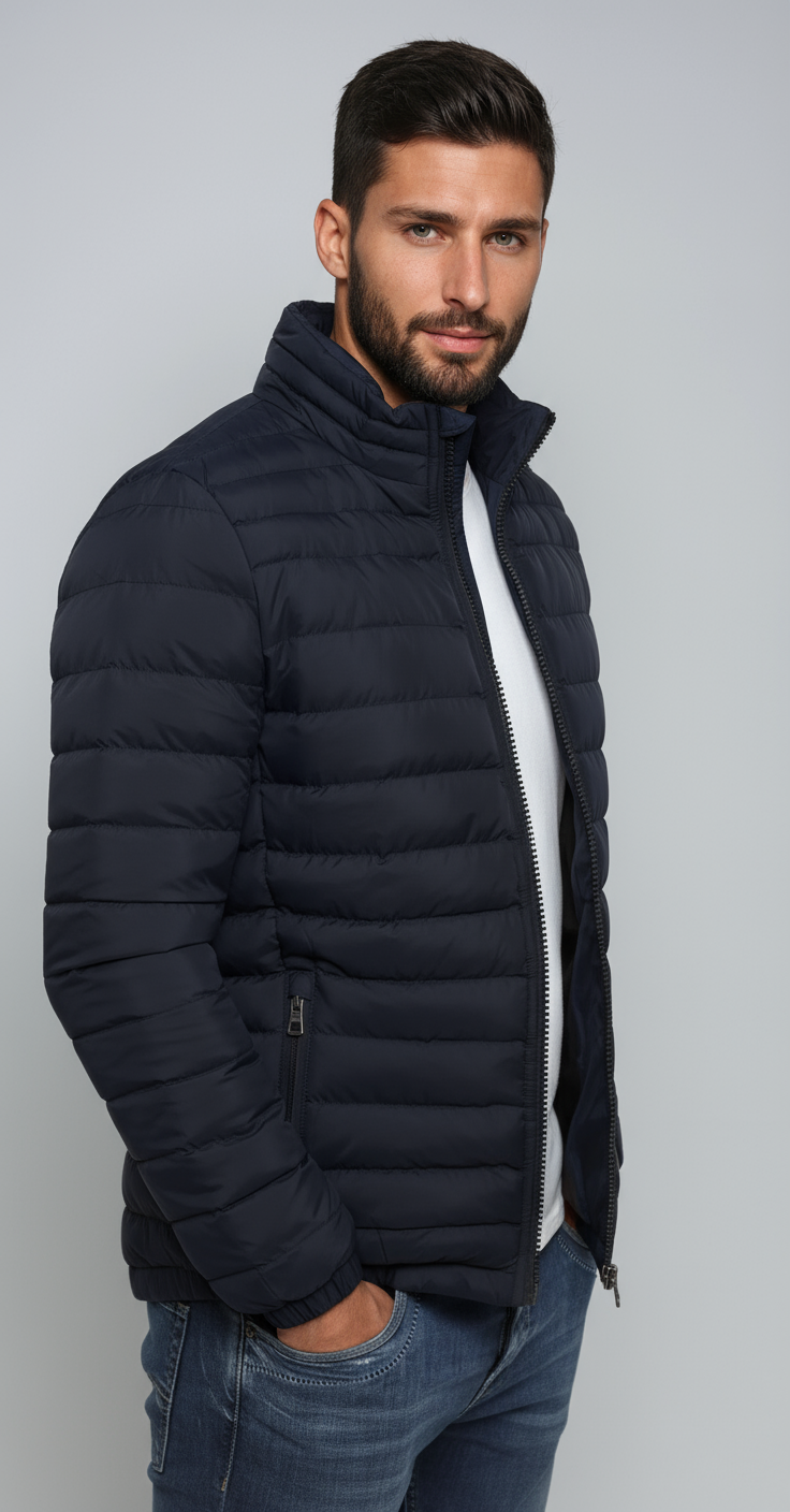 Randy Giacca Puffer Hombre – Chaqueta Acolchada Ligera con Cuello Alto y Bolsillos con Cremallera