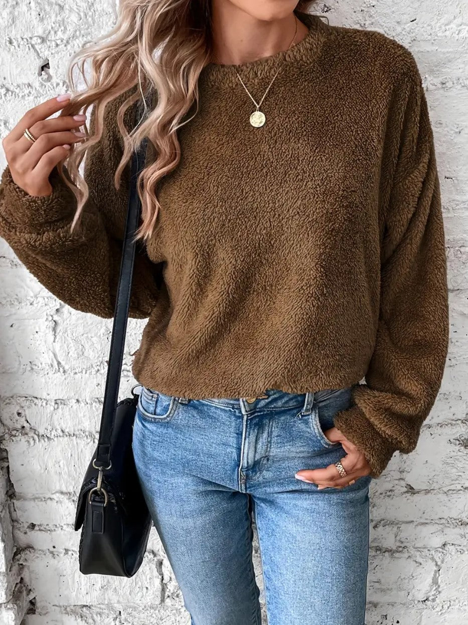 Vivian Maglione Fleece Dame – Myk og Varm Genser med Romslig Passform og Casual Stil