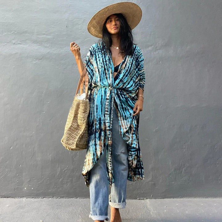 Női tie-dye mintás kimono takaró