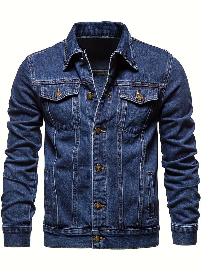 Bodhi Kurtka Męska z Denimu – Dopasowana Kurtka Jeansowa z Elastanem i Zapięciem na Guziki