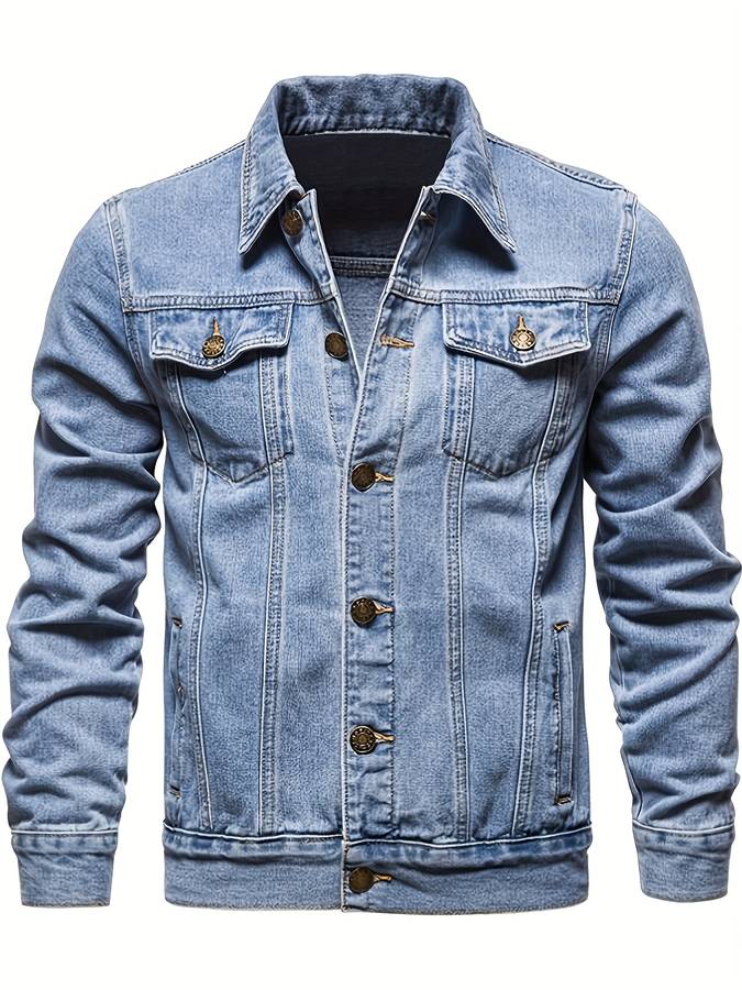 Bodhi Kurtka Męska z Denimu – Dopasowana Kurtka Jeansowa z Elastanem i Zapięciem na Guziki