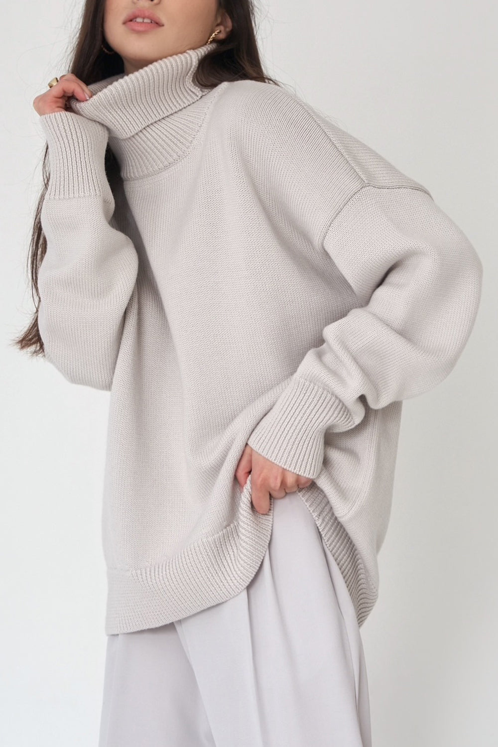 Marian Maglione Donna Oversize z Wysokim Kołnierzem – Miękki Sweter Zimowy o Luźnym Kroju
