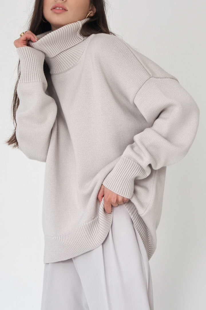 Marian Maglione Donna Oversize z Wysokim Kołnierzem – Miękki Sweter Zimowy o Luźnym Kroju