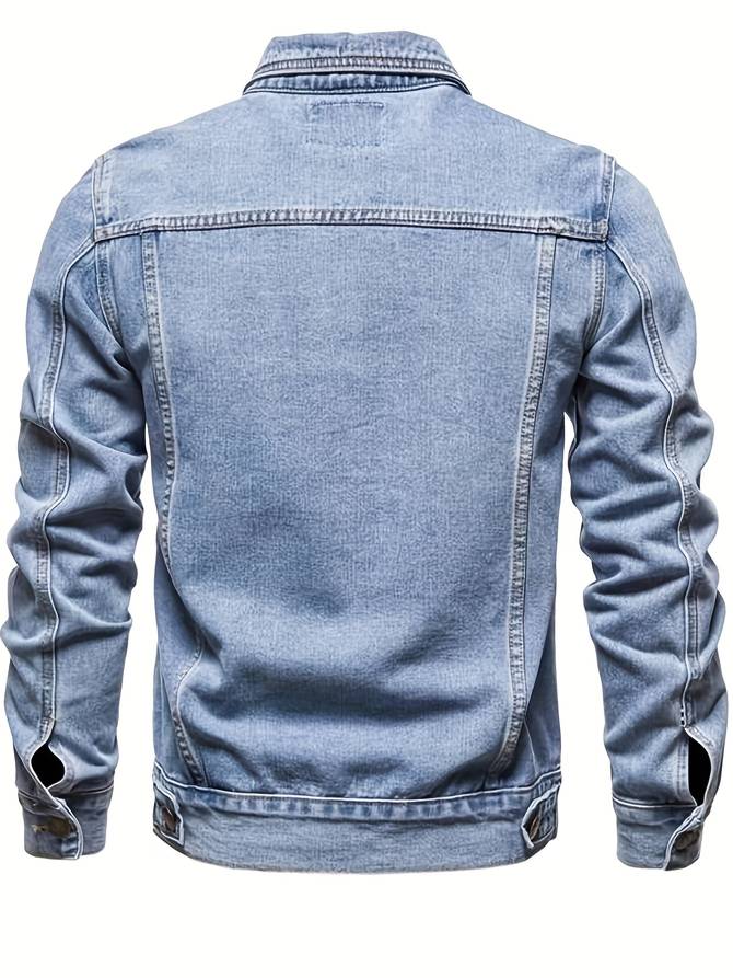 Bodhi Kurtka Męska z Denimu – Dopasowana Kurtka Jeansowa z Elastanem i Zapięciem na Guziki