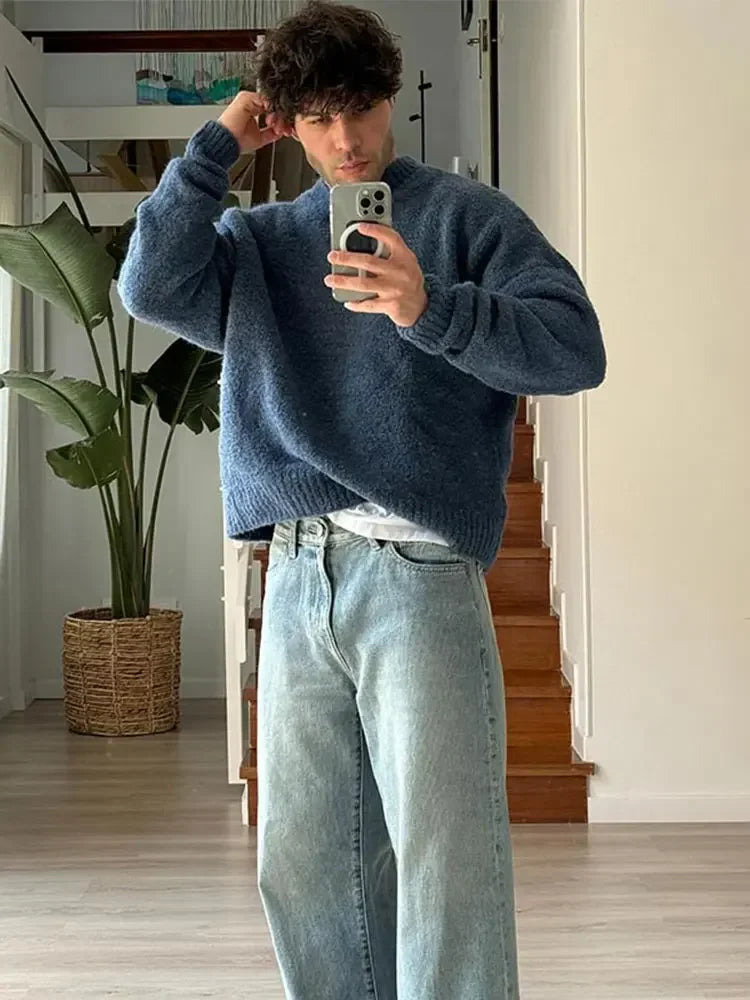 Douwe Maglione Hombre Cuello Redondo en Punto – Comodidad Premium y Estilo Clásico Moderno