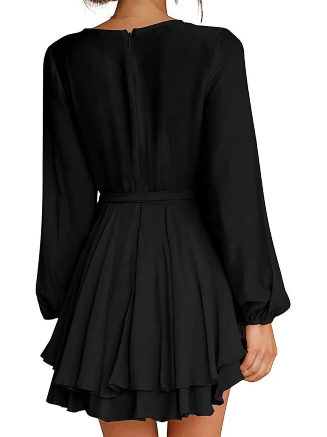 Robe de fête à volants et col en V pour femme | Mini