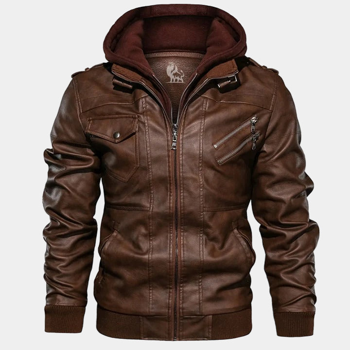 Ziv Chaqueta Hombre en Ecopiel con Capucha – Chaqueta Casual de Estilo Decidido y Funcional