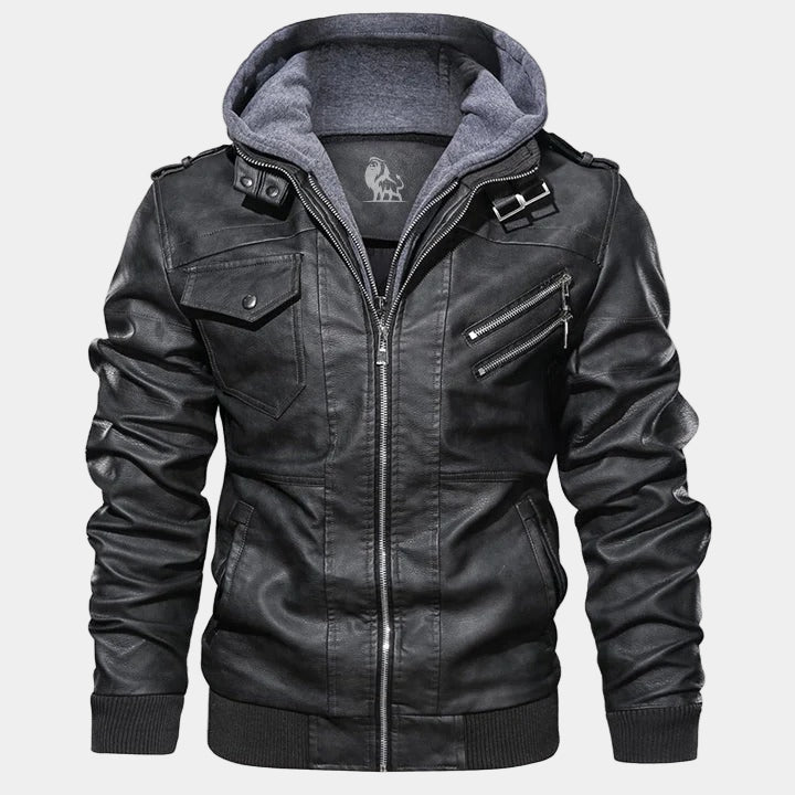 Ziv Chaqueta Hombre en Ecopiel con Capucha – Chaqueta Casual de Estilo Decidido y Funcional