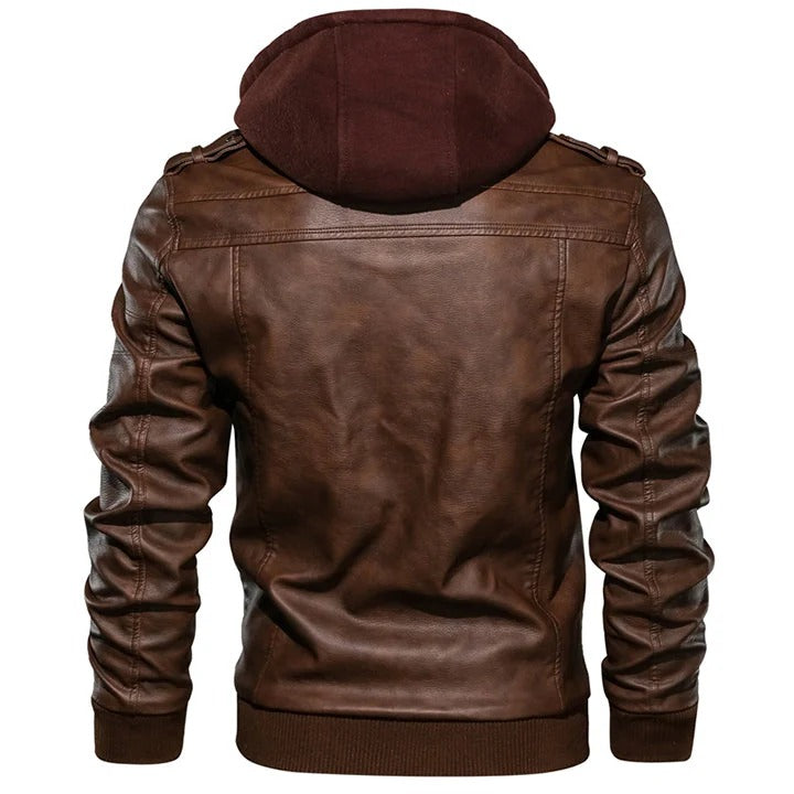 Ziv Chaqueta Hombre en Ecopiel con Capucha – Chaqueta Casual de Estilo Decidido y Funcional