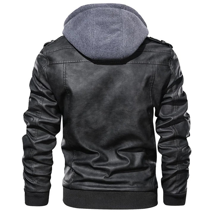 Ziv Chaqueta Hombre en Ecopiel con Capucha – Chaqueta Casual de Estilo Decidido y Funcional