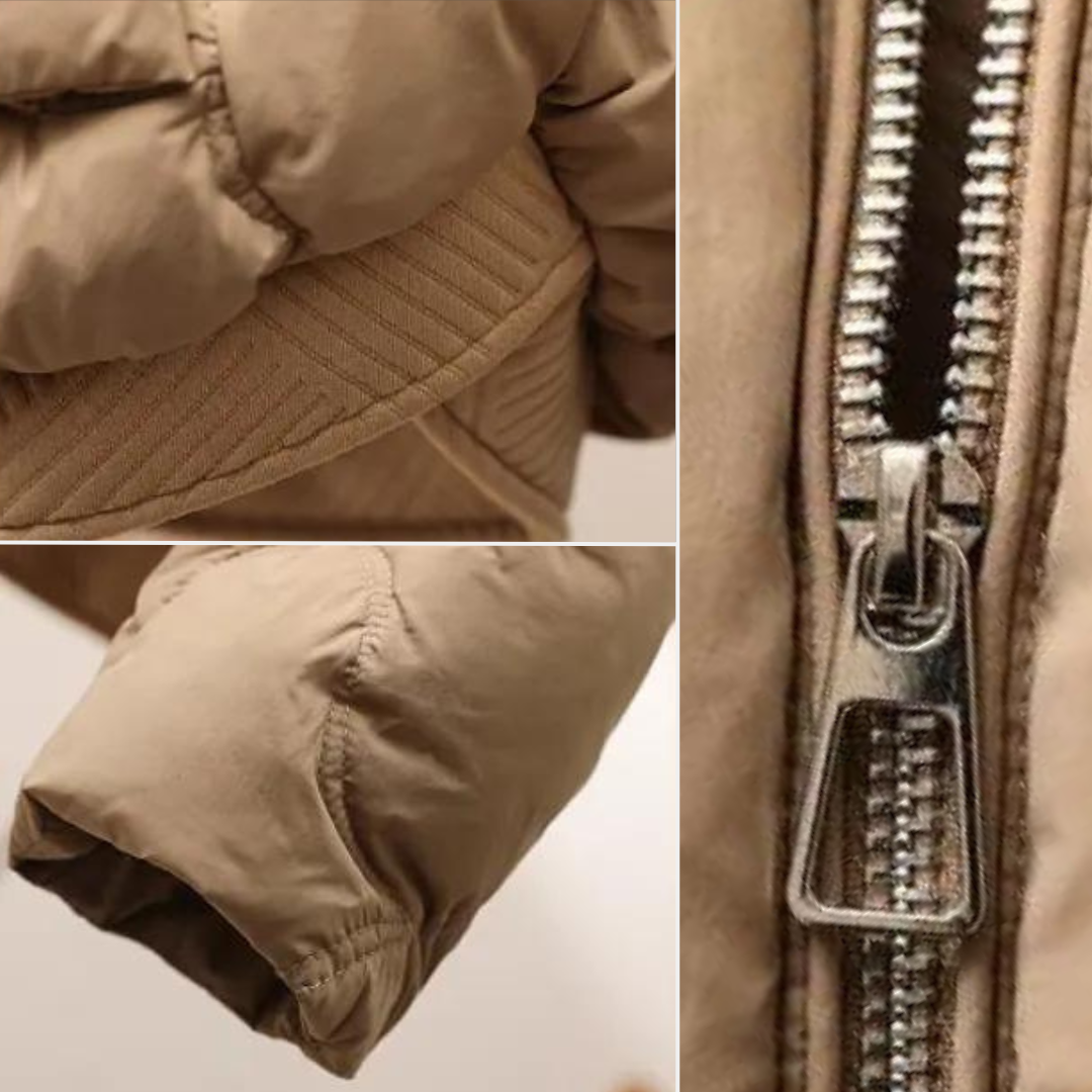 Doudoune d'hiver matelassée pour femme avec poche | Manches longues