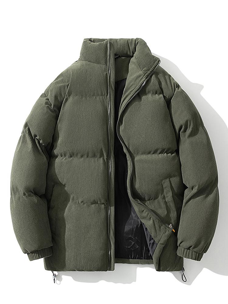Men's Corduroy Zippered Down Jacket | Winter