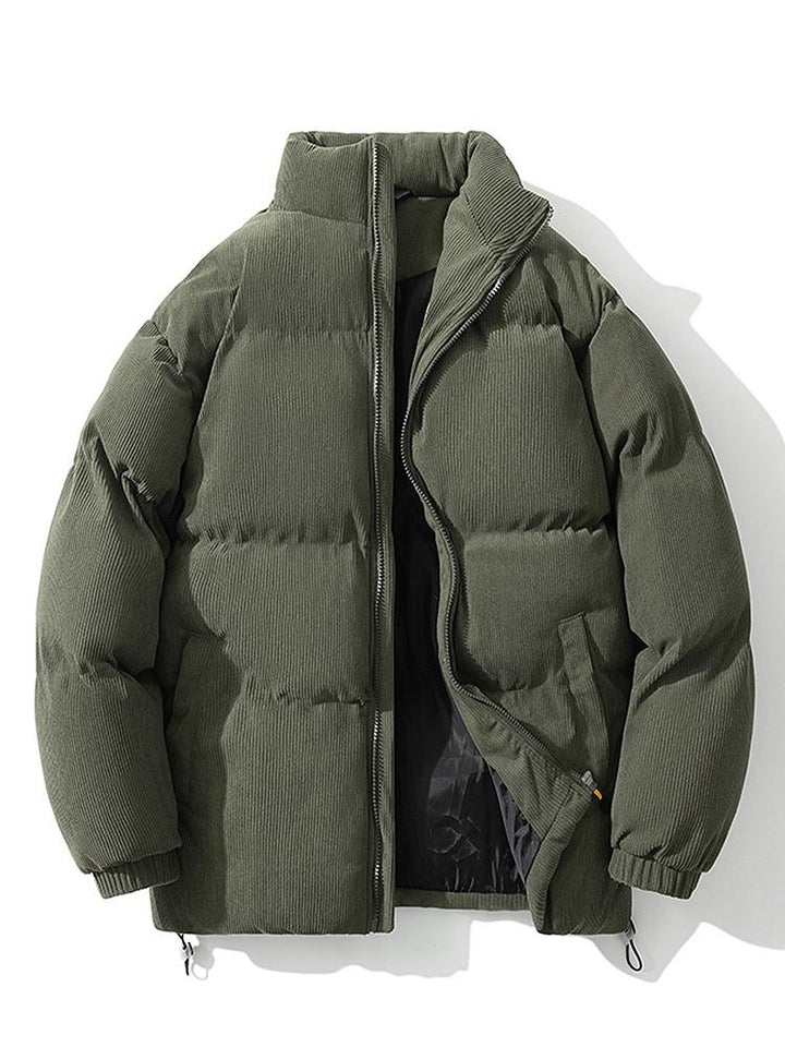 Men's Corduroy Zippered Down Jacket | Winter