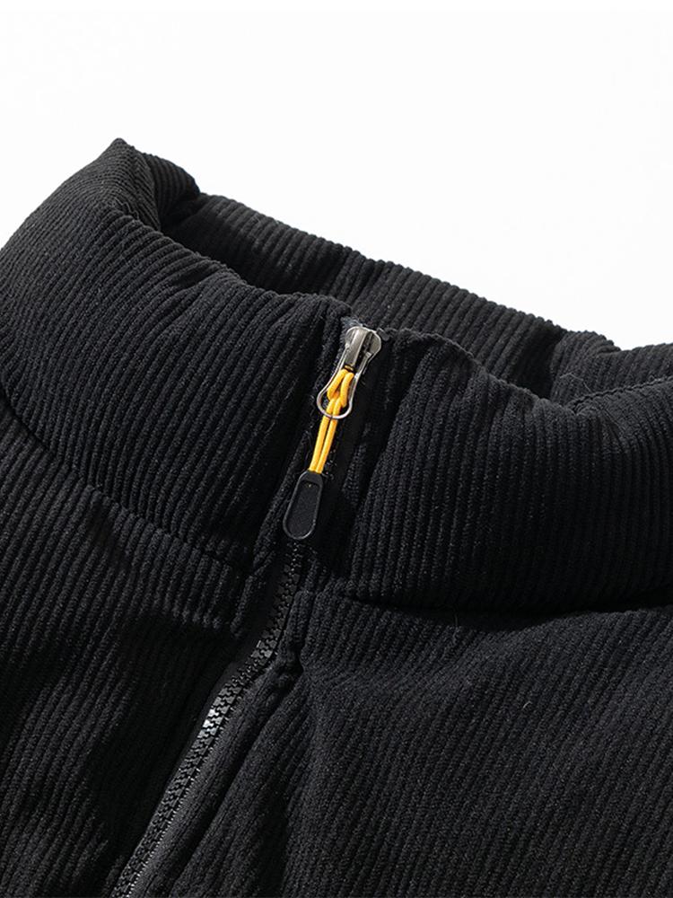 Men's Corduroy Zippered Down Jacket | Winter