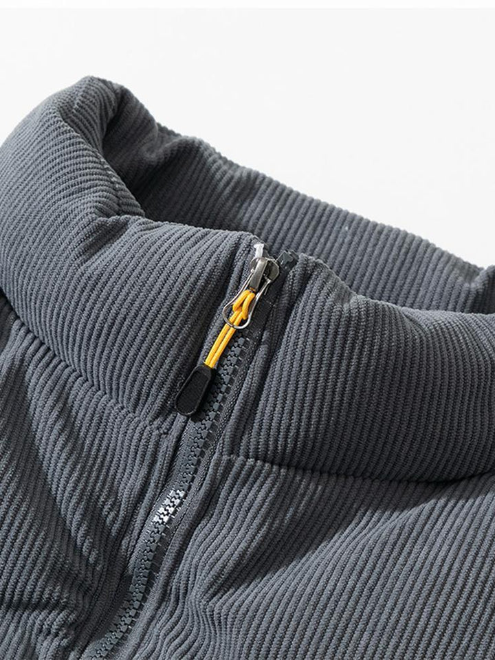 Men's Corduroy Zippered Down Jacket | Winter