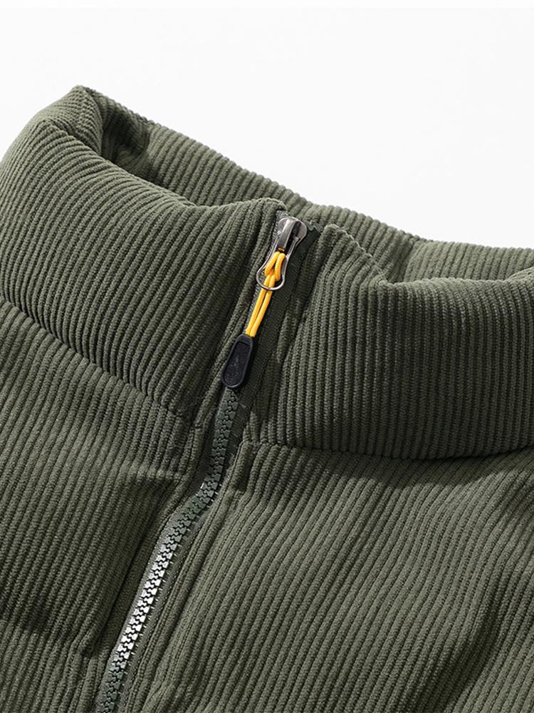 Men's Corduroy Zippered Down Jacket | Winter