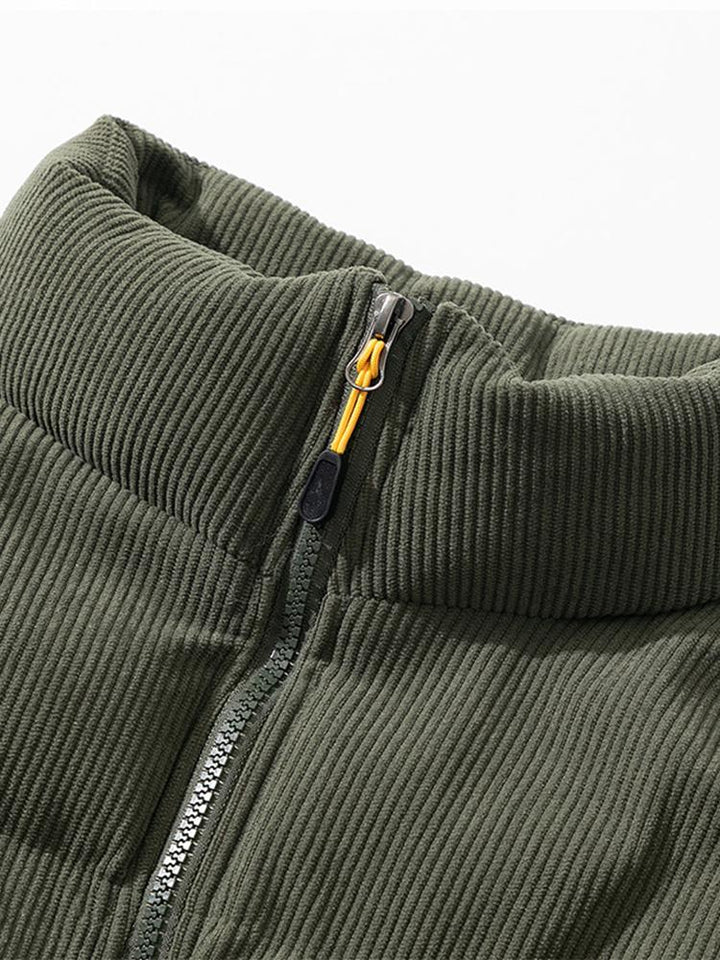 Men's Corduroy Zippered Down Jacket | Winter