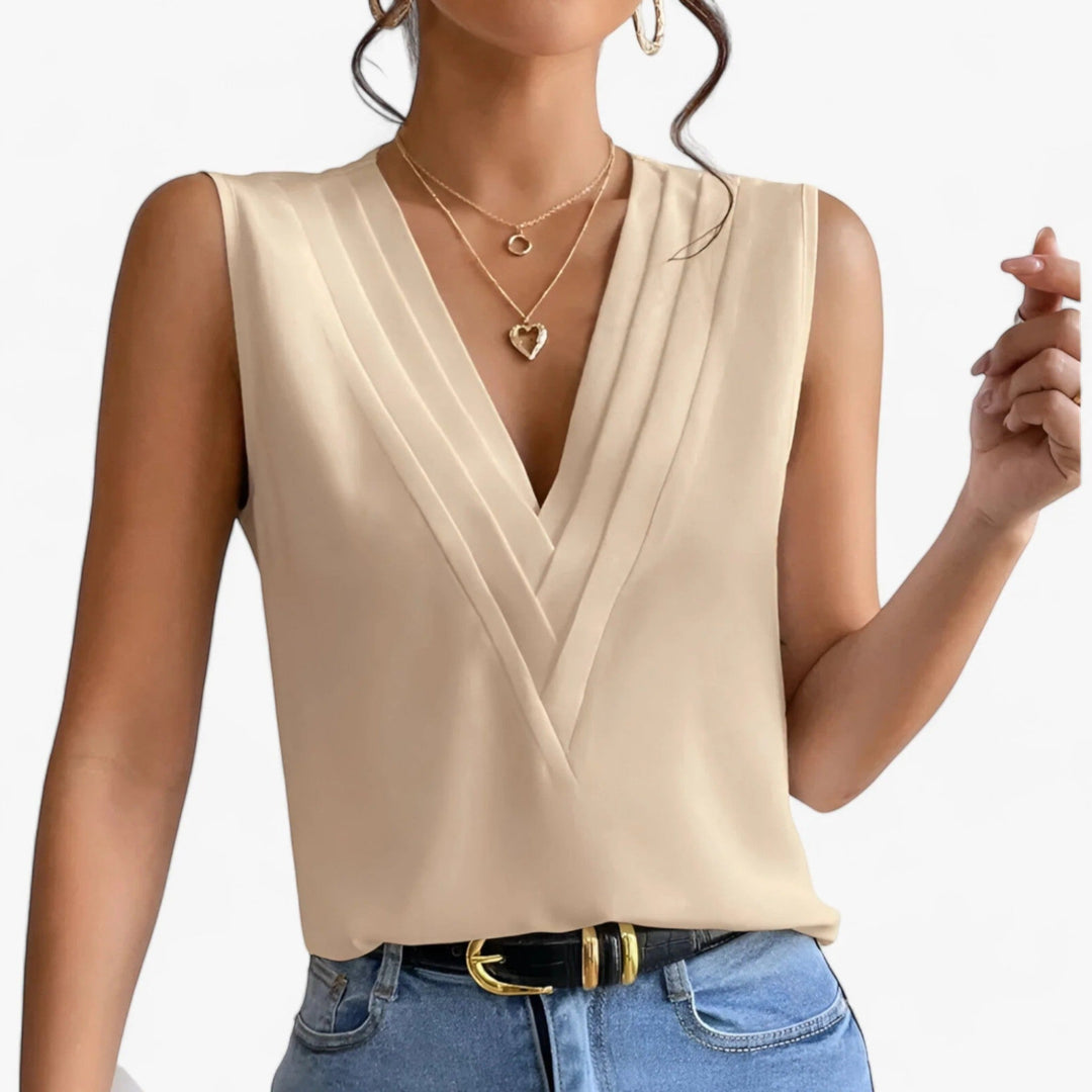 Camicetta Elegante Con Scollo A V Per Donna | Senza Maniche